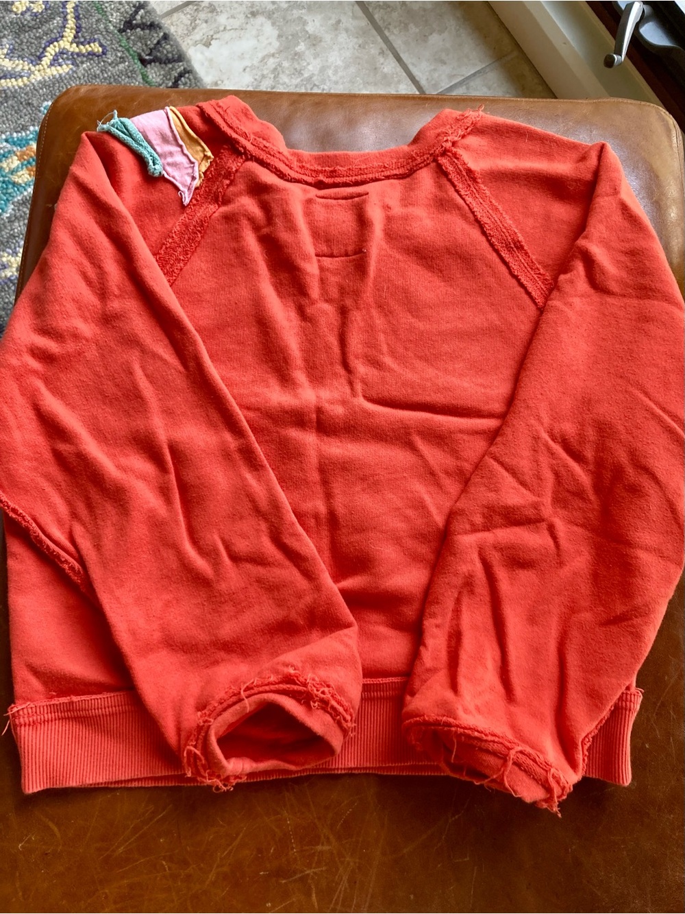 Anthropologie poppy orange oversized sweatshirt - Picture 3 of 4